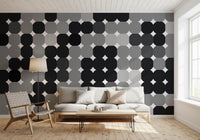 Monochrome Geometric Dot Grid Wall Mural