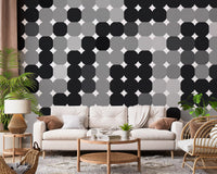 Monochrome Geometric Dot Grid Wall Mural
