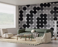 Monochrome Geometric Dot Grid Wall Mural