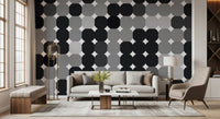 Monochrome Geometric Dot Grid Wall Mural
