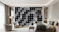 Monochrome Geometric Dot Grid Wall Mural