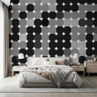 Monochrome Geometric Dot Grid Wall Mural