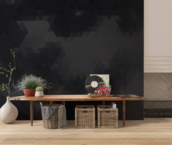 Charcoal Abstract Geometric Shards Wall Mural