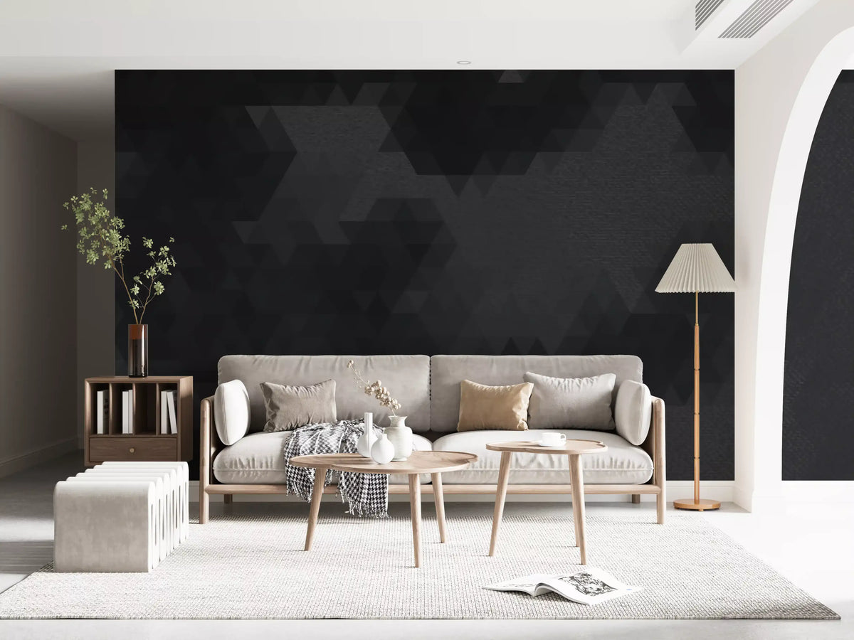 Charcoal Abstract Geometric Shards Wall Mural