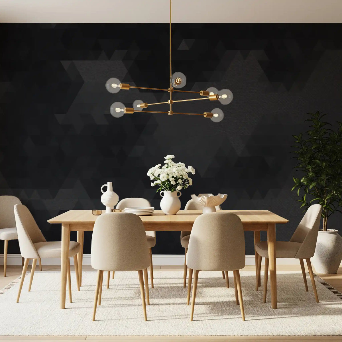 Charcoal Abstract Geometric Shards Wall Mural