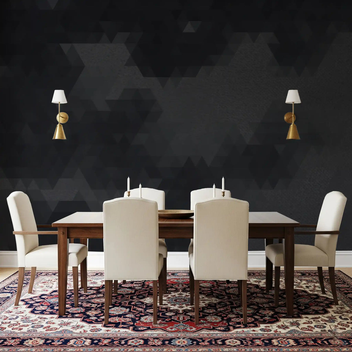 Charcoal Abstract Geometric Shards Wall Mural