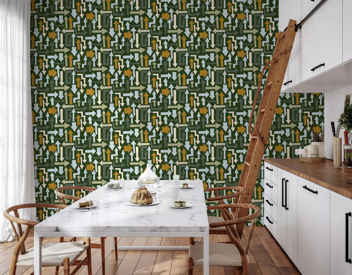 Directional Geometric Arrows in Earthy Tones Wallpaper⁠