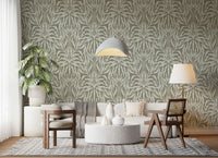 Neutral Botanical Leaf Symmetry Wallpaper⁠