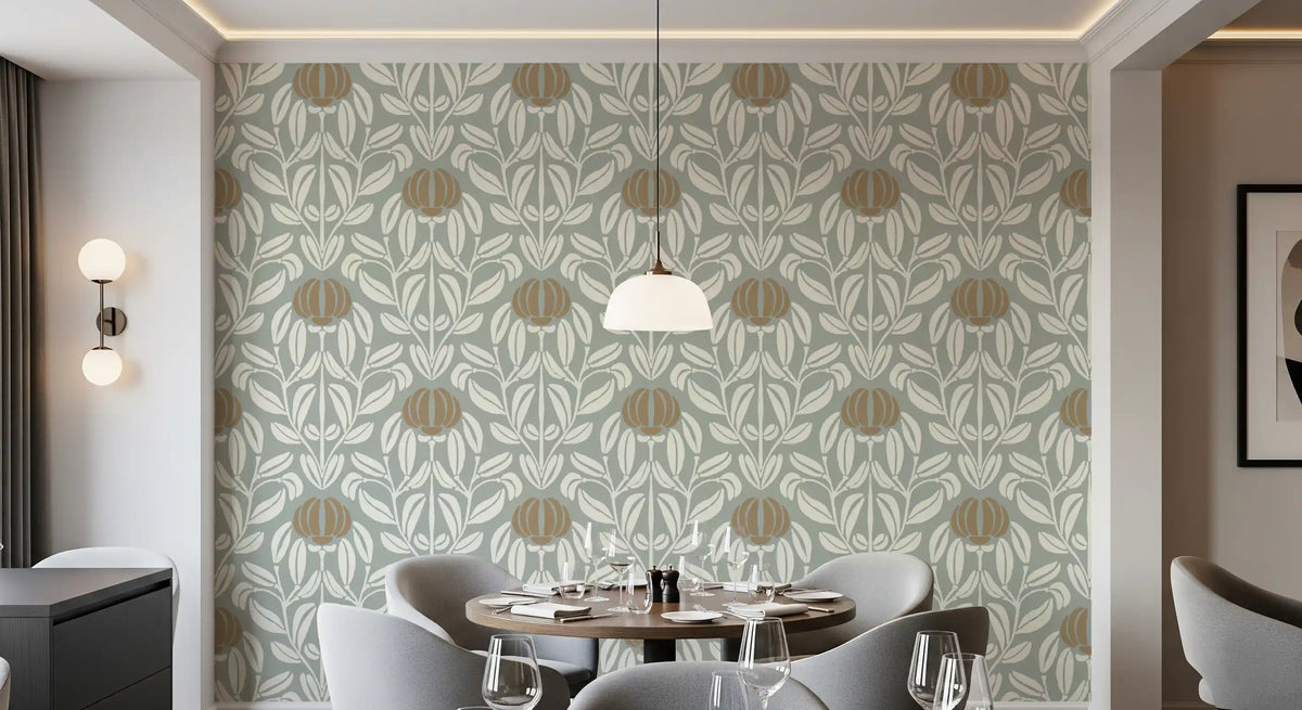 Sage and Cream Botanical Symmetry Wallpaper⁠