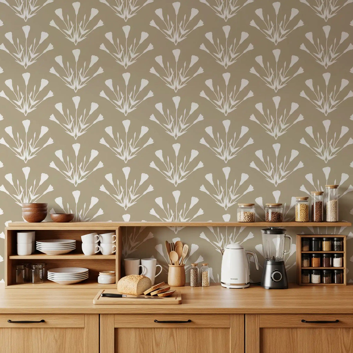 Minimalist Botanical Silhouette Sprigs Wallpaper⁠