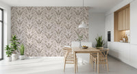 Cream and Beige Botanical Damask Wallpaper⁠