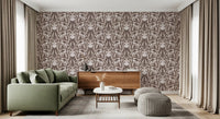 Monochromatic Botanical Garden Damask Wallpaper⁠