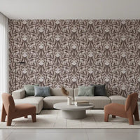 Monochromatic Botanical Garden Damask Wallpaper⁠