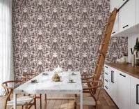 Monochromatic Botanical Garden Damask Wallpaper⁠