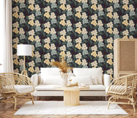 Midnight Meadow Botanical Clusters Wallpaper⁠