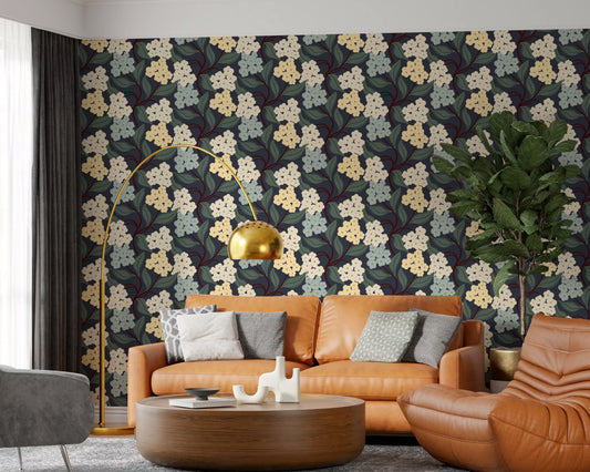 Midnight Meadow Botanical Clusters Wallpaper⁠