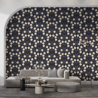 Minimalist Charcoal Floral Symmetry Wallpaper⁠