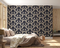 Minimalist Charcoal Floral Symmetry Wallpaper⁠