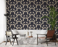 Minimalist Charcoal Floral Symmetry Wallpaper⁠