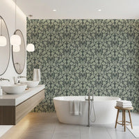 Sage Botanical Scroll Damask Wallpaper⁠