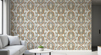 Watercolor Botanical Wreath Motif Wallpaper⁠