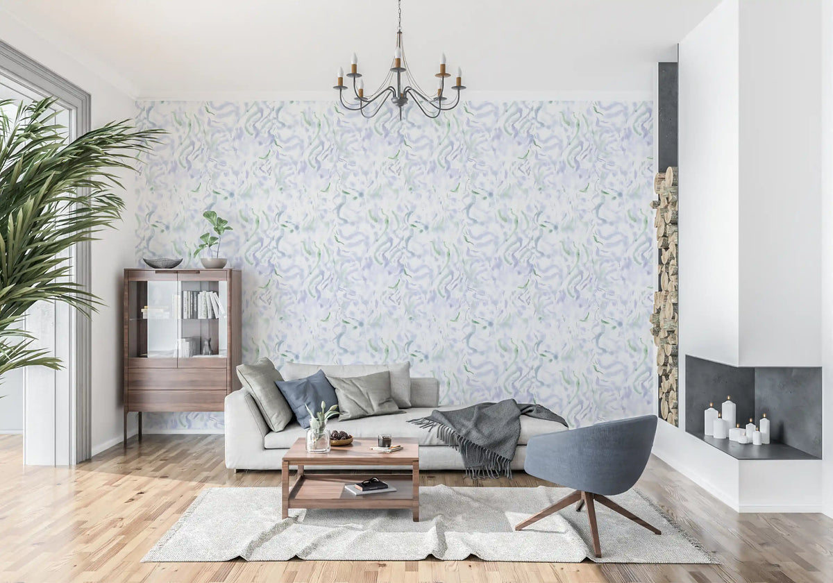 Ethereal Blue and Green Watercolor Wash Wallpaper⁠