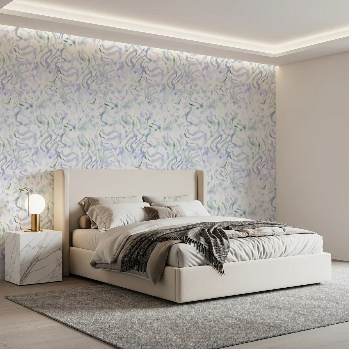 Ethereal Blue and Green Watercolor Wash Wallpaper⁠