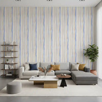 Serene Blue and Beige Watercolor Stripes Wallpaper⁠