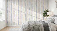Serene Blue and Beige Watercolor Stripes Wallpaper⁠