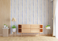 Serene Blue and Beige Watercolor Stripes Wallpaper⁠