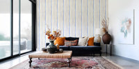 Serene Blue and Beige Watercolor Stripes Wallpaper⁠
