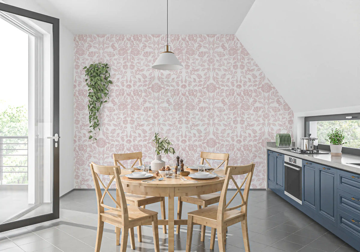 Textured Pink Damask Vine Wallpaper⁠