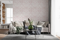 Textured Pink Damask Vine Wallpaper⁠