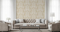 Cream and White Damask Silhouette Wallpaper⁠