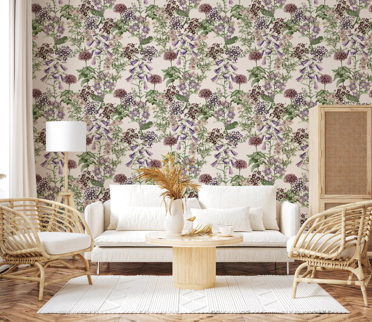 Victorian Flora Etching Pattern Wallpaper⁠