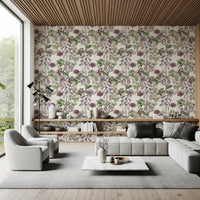 Victorian Flora Etching Pattern Wallpaper⁠