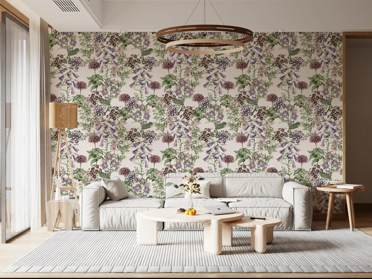 Victorian Flora Etching Pattern Wallpaper⁠