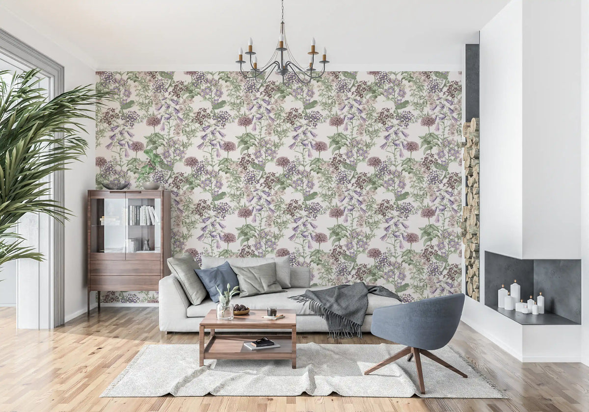 Victorian Flora Etching Pattern Wallpaper⁠