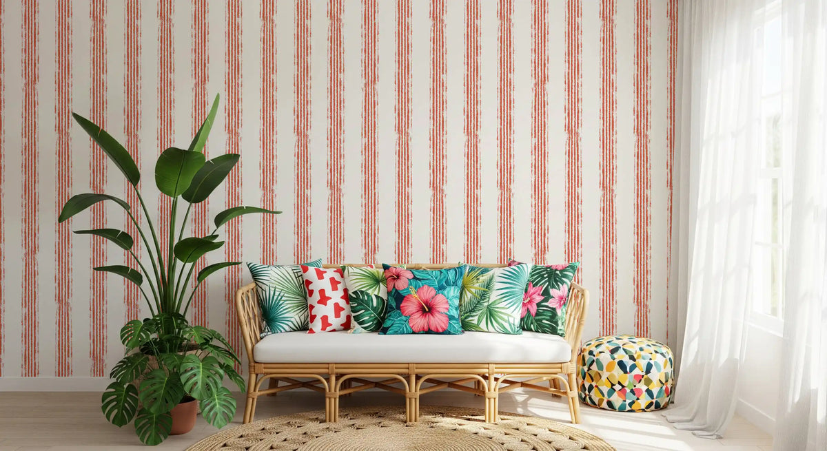 Minimalist Terracotta Line Pattern Wallpaper⁠