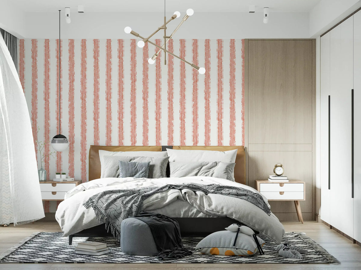 Minimalist Terracotta Line Pattern Wallpaper⁠