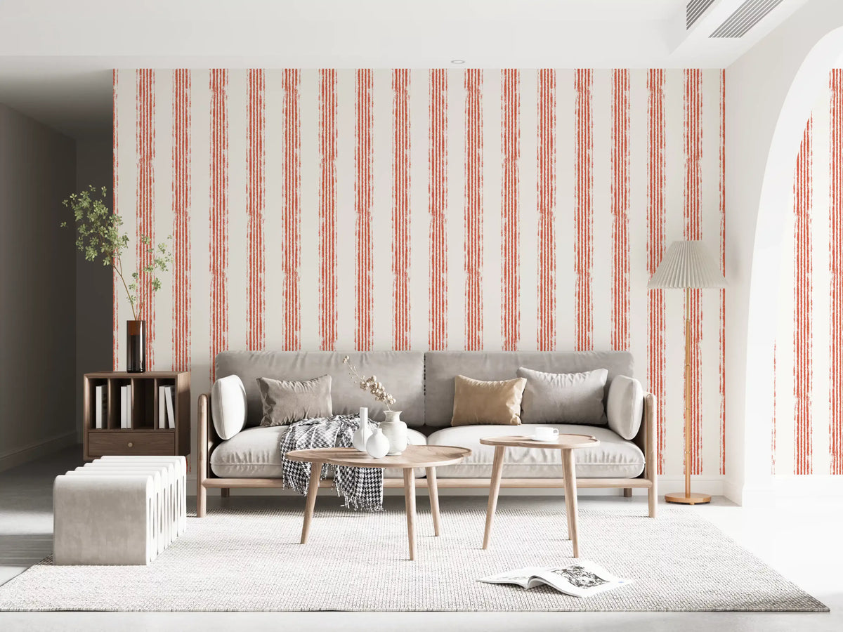 Minimalist Terracotta Line Pattern Wallpaper⁠