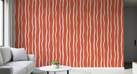 Minimalist Terracotta and White Linear Pattern Wallpaper⁠