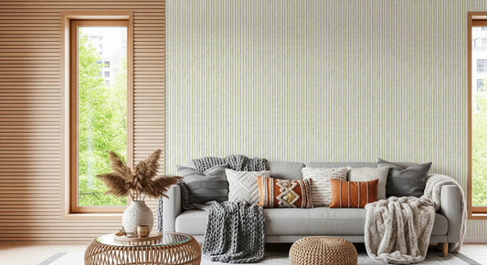Sage Green Hand-Drawn Vertical Stripes Wallpaper⁠