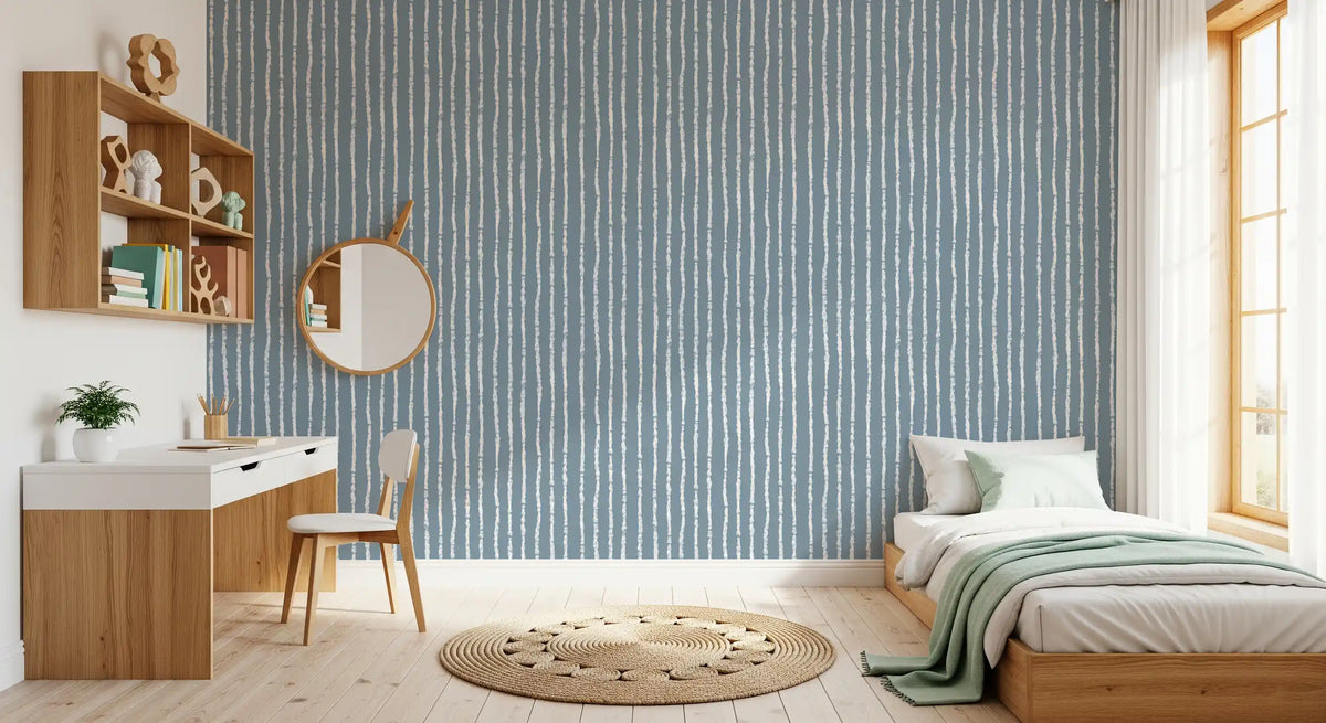 Minimalist Blue Vertical Brushstrokes Wallpaper⁠