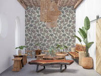Danube Retro Vintage Floral Zinnia Cow Parsley in Charcoal Ecru Wallpaper⁠