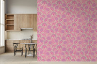 Danube Retro Vintage Floral Zinnia Cow Parsley in Pretty In Pink Wallpaper⁠