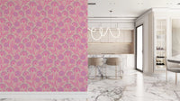 Danube Retro Vintage Floral Zinnia Cow Parsley in Pretty In Pink Wallpaper⁠