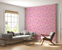 Danube Retro Vintage Floral Zinnia Cow Parsley in Pretty In Pink Wallpaper⁠