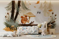Little Ghost and Mouse in Scandinavian Forest Wall Mural