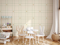Minimalist Holiday Windowpane Plaid Hand Drawn Stars - Forest Pine Green Wallpaper⁠